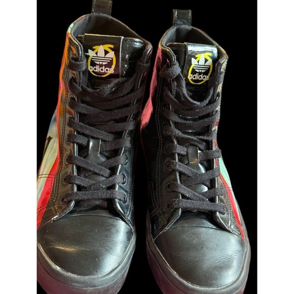 Adidas Womens Black Skeleton Graphic High Top Sneakers Size US 7 - Picture 3 of 16